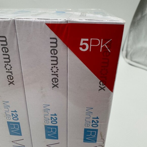 Memorex 120 Minute RV 6-Hour Blank VHS Tapes T-120 PG Pack of 5 NEW Sealed - Picture 2 of 10